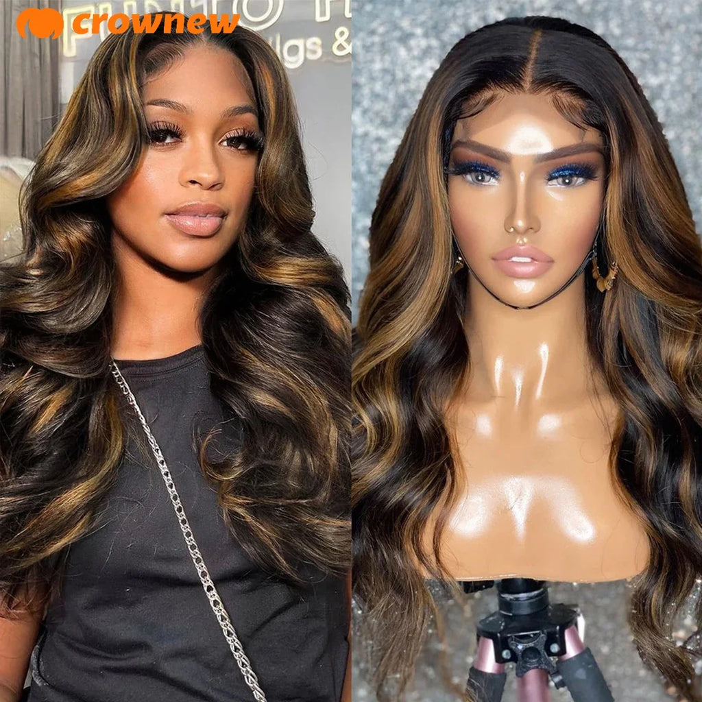 Wear And Go Glueless Wigs Human Hair P1B/30 Highlight Wig 13x4 Body Wave Human Hair Wigs Pre Plucked Bleached Knots Ombre Hair