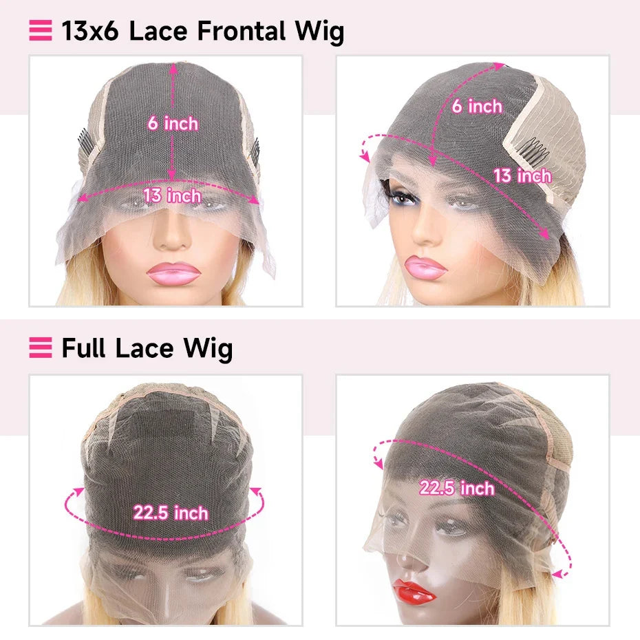 13x6 Lace Frontal Wig 1B 613 Ombre Blonde Full Lace Human Hair Wig Dark Roots Pre Plucked  Lace Front Human Hair Wigs for Women