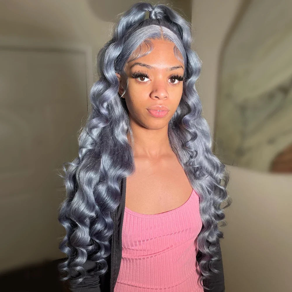 Wear Go Glueless Wig Grey 13x6 HD Transparent Lace Frontal Loose Wave Wigs For Women 613 Colored 13x4 Lace Front Human Hair Wigs