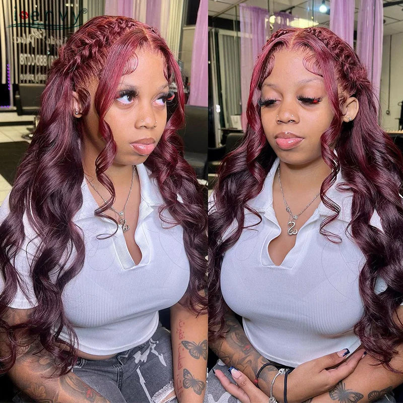 Orange Brown Lace Front Wigs Colored Ginger Blonde 13X6 Lace Frontal Human Hair Wigs Remy Burgundy Red Body Wave Lace Front Wig
