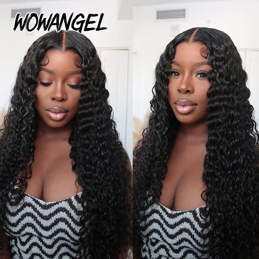 Wow Angel 13x6 HD Lace Full Frontal Wigs 250% Burmese Curly Human Hair Wigs Skins Melted Pre Plucked Brazilian Hair For Women