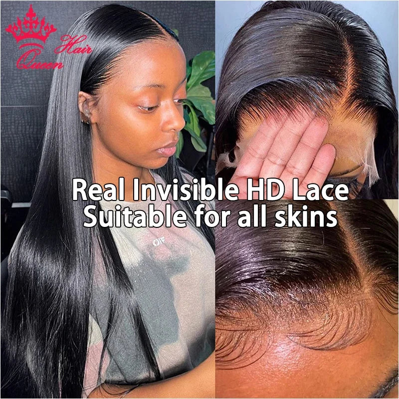 Queen Hair 400% High Density Wig Real HD Lace Raw Human Hair 13x4 13x6 FULL Frontal 6x6 7x7 Closure Wig Straight / Body Wave