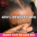 Queen Hair 400% High Density Wig Real HD Lace Raw Human Hair 13x4 13x6 FULL Frontal 6x6 7x7 Closure Wig Straight / Body Wave