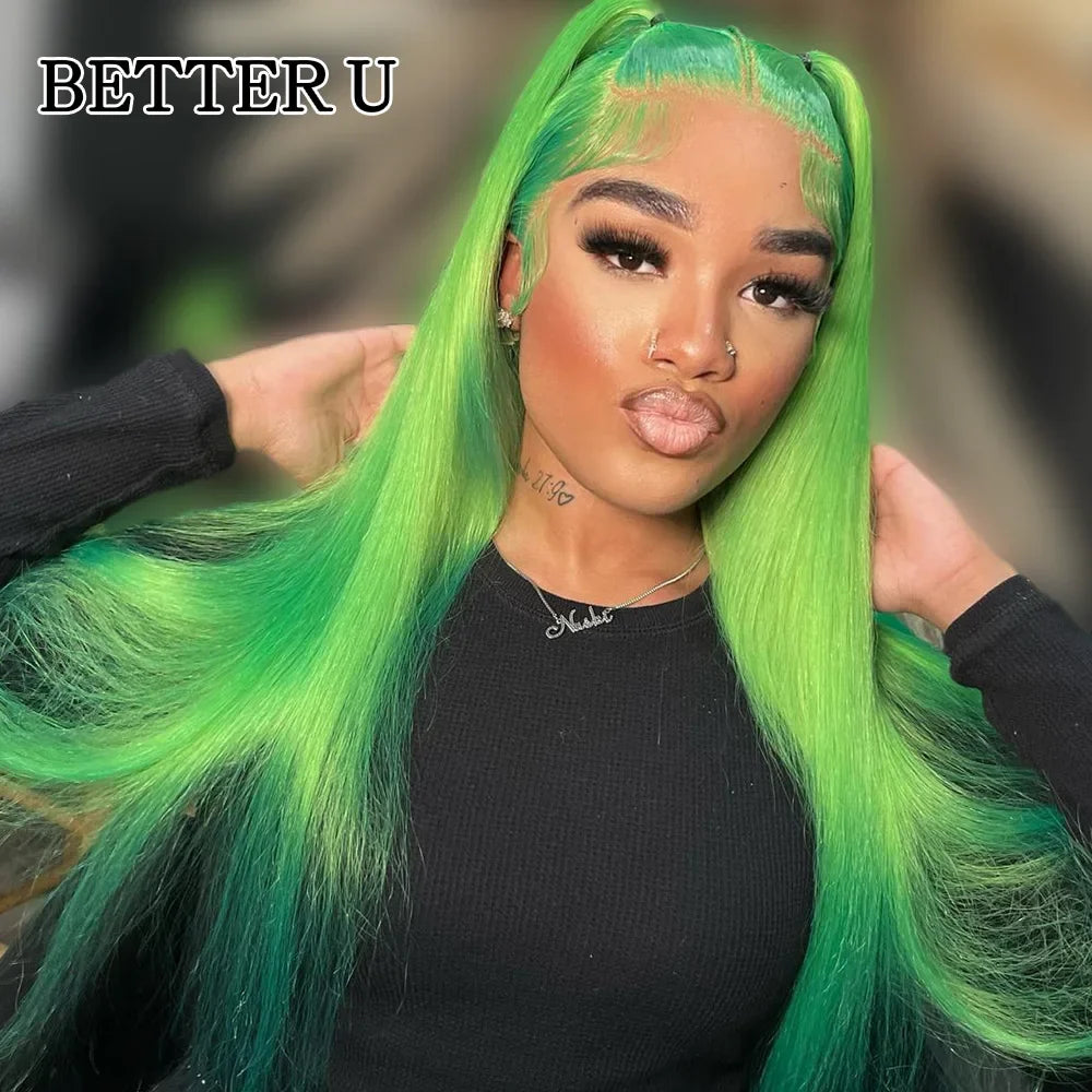 Lime Green Straight 13x6 Lace Frontal Wig PrePlucked Peruvian Remy Hair 613 Blonde Wig 13x4 Lace Front Human Hair Wigs For Women