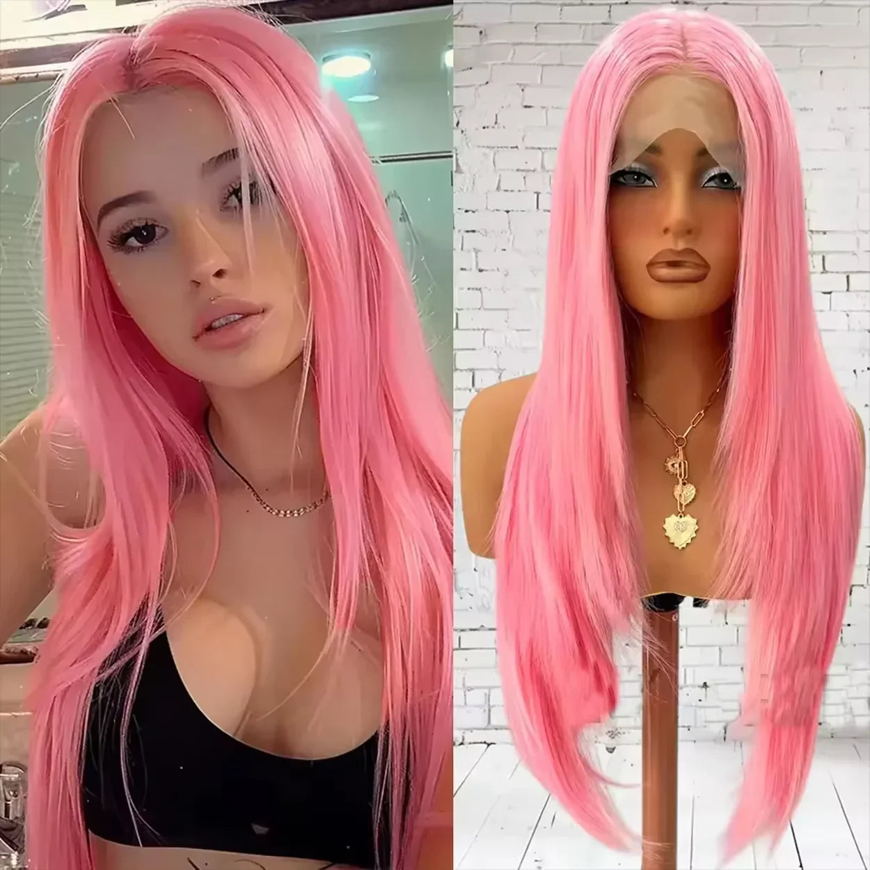 250% Density Light Pink Bone Straight Pink Human Hair Wig 30 Inch 13x6 HD Transparent Lace Frontal Wigs Real Human Hair