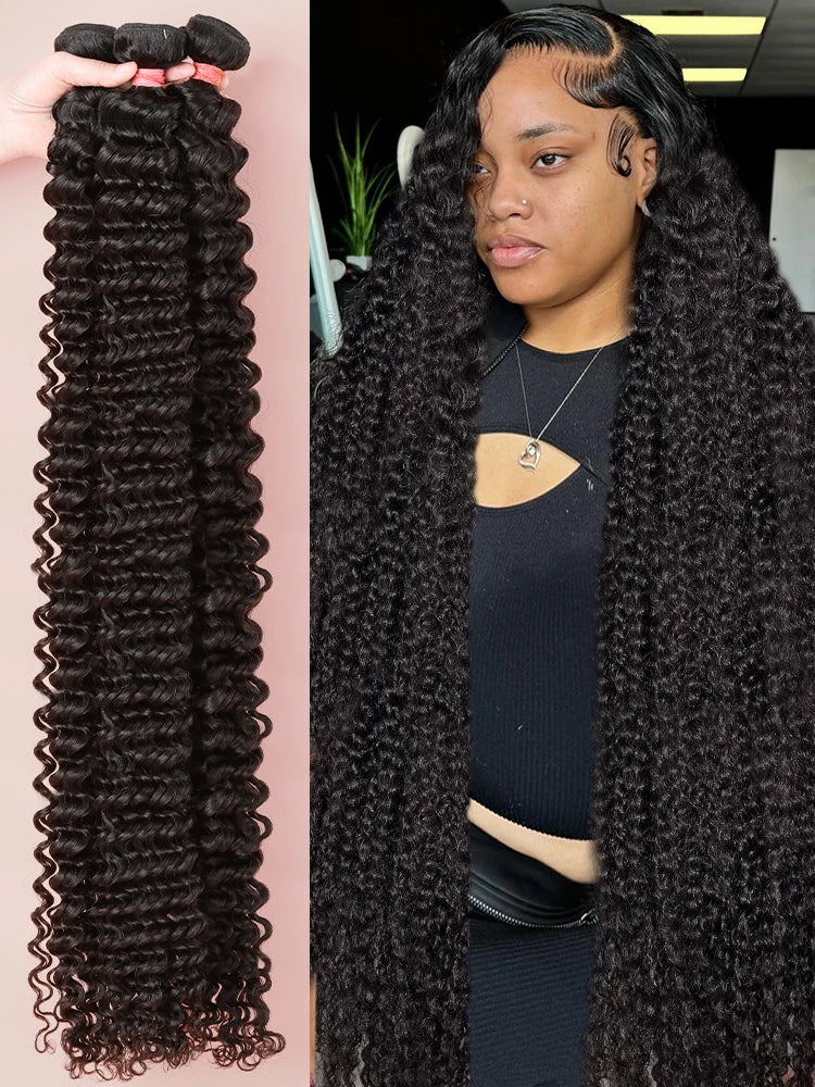 Rosabeauty Deep Wave Human Hair Bundles Brazilian 3 4 Bundles Remy Curly Water Wave Human Hair Extensions Double Weft