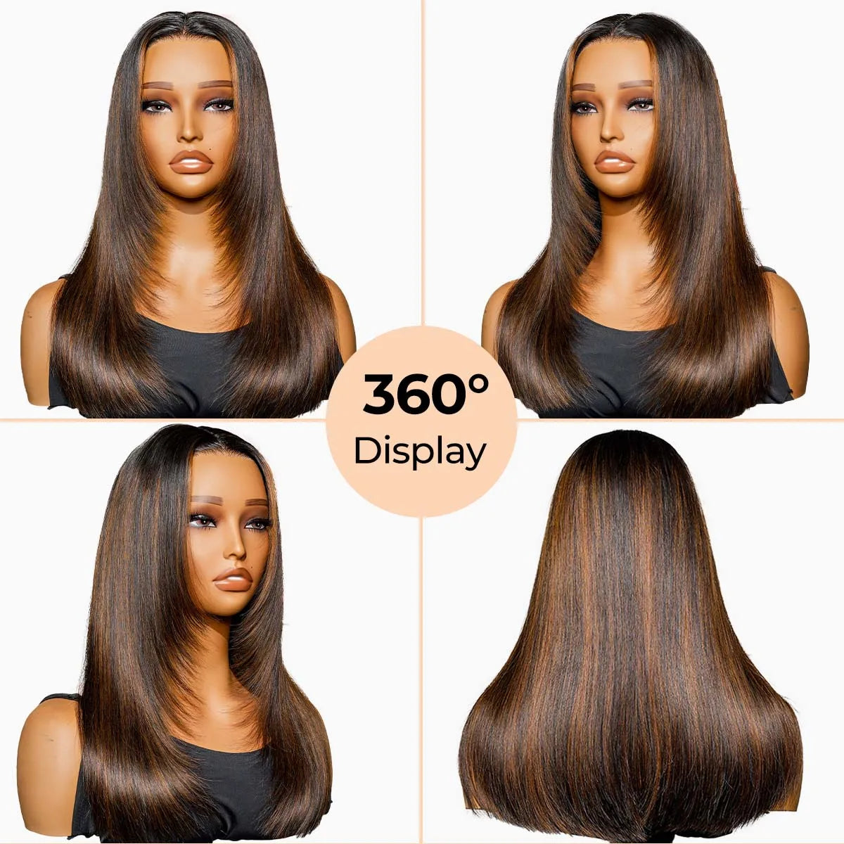 Alipearl Hair Layered Straight Hair Customized Color Highlight Wig 5×5 Lace Closure & 13×4 Lace Frontal Wig Super Natural Hair