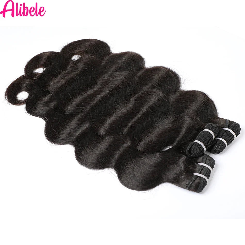 12A Grade Body Wave Bundles Malaysia Raw Hair Weave Bundles Alibele Hair Water Wave Bundles Wholesale Bundles Natural BlackColor