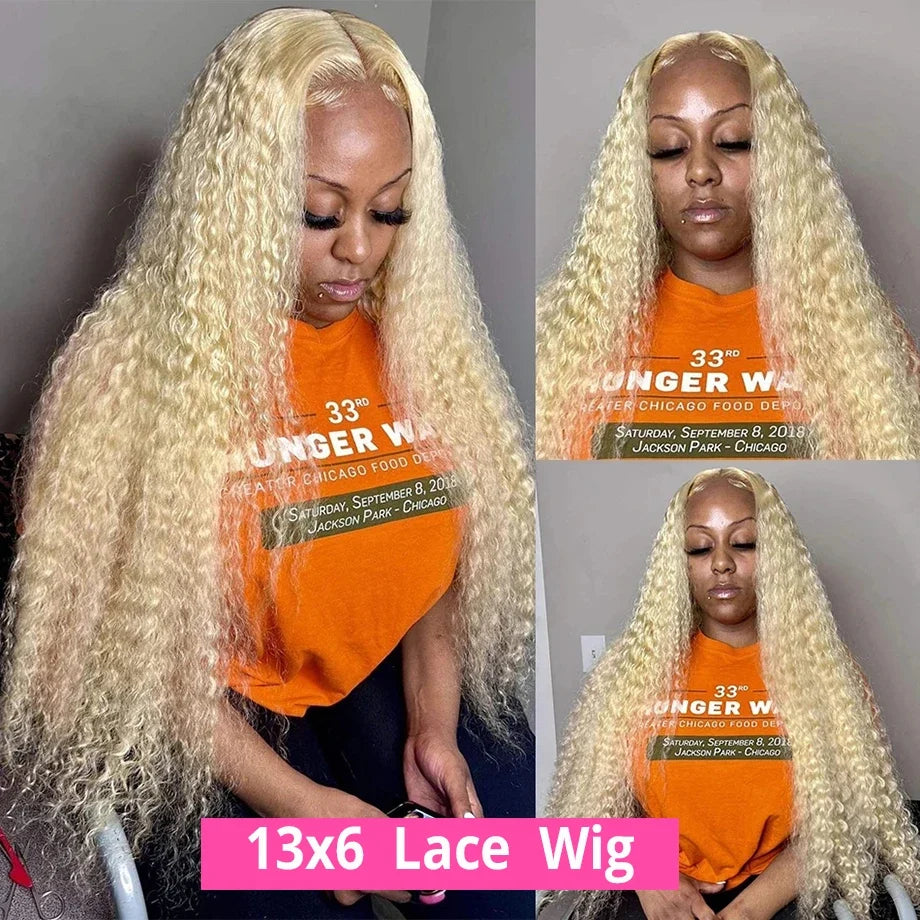 Curly Human Hair Wig Deep Wave Frontal Burmese 613 Blonde Body Wave Human Hair Wigs For Women 13x6 Hd Lace Front Human Hair Wig