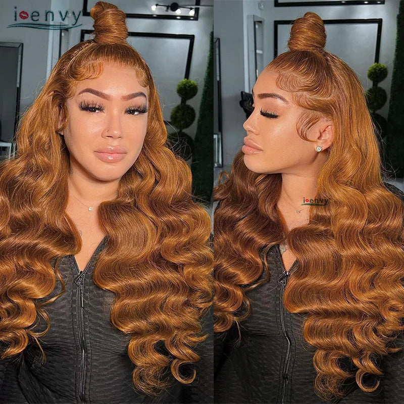 Orange Brown Lace Front Wigs Colored Ginger Blonde 13X6 Lace Frontal Human Hair Wigs Remy Burgundy Red Body Wave Lace Front Wig