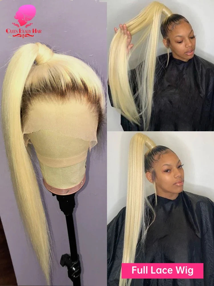 13x6 Lace Frontal Wig 1B 613 Ombre Blonde Full Lace Human Hair Wig Dark Roots Pre Plucked  Lace Front Human Hair Wigs for Women