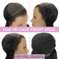WOWANGEL Jet Black 13X6 HD Lace Frontal Wig Invisible HD Lace Melt Skin Silk Straight  Lace Front Wig Human Hair Wig Deep Part
