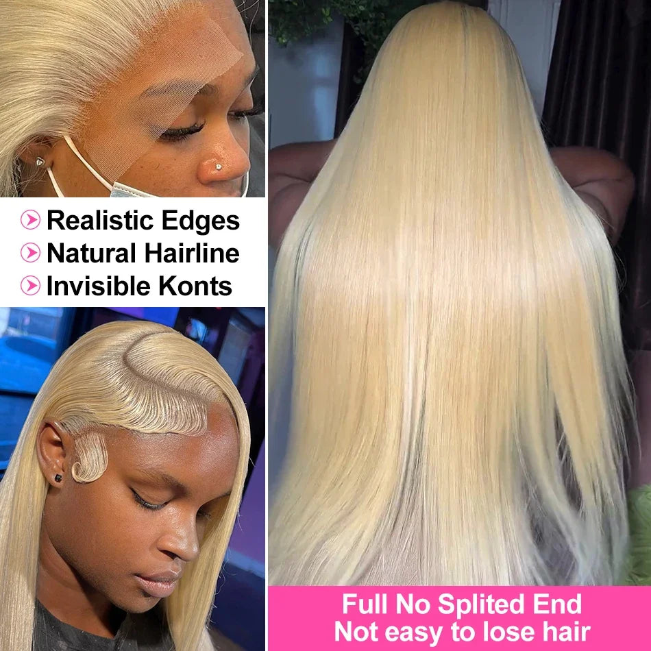 Rosabeauty 40 Inch 13x4 Straight 613 Hd Honey Blonde Lace Front Human Hair Wigs Brazilian 13x6 Color Lace Frontal Wigs For Women