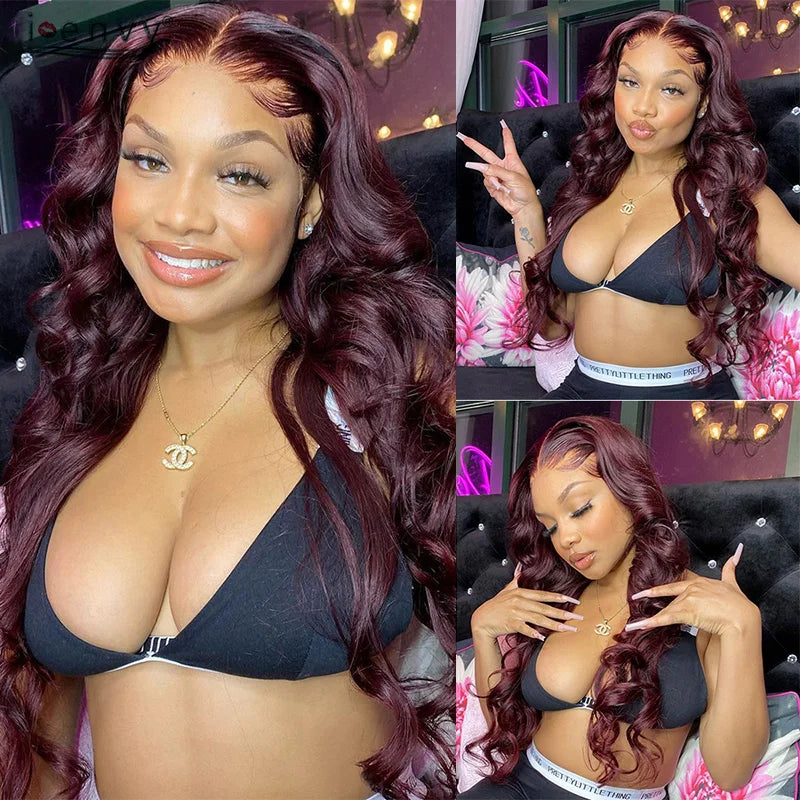 Orange Brown Lace Front Wigs Colored Ginger Blonde 13X6 Lace Frontal Human Hair Wigs Remy Burgundy Red Body Wave Lace Front Wig