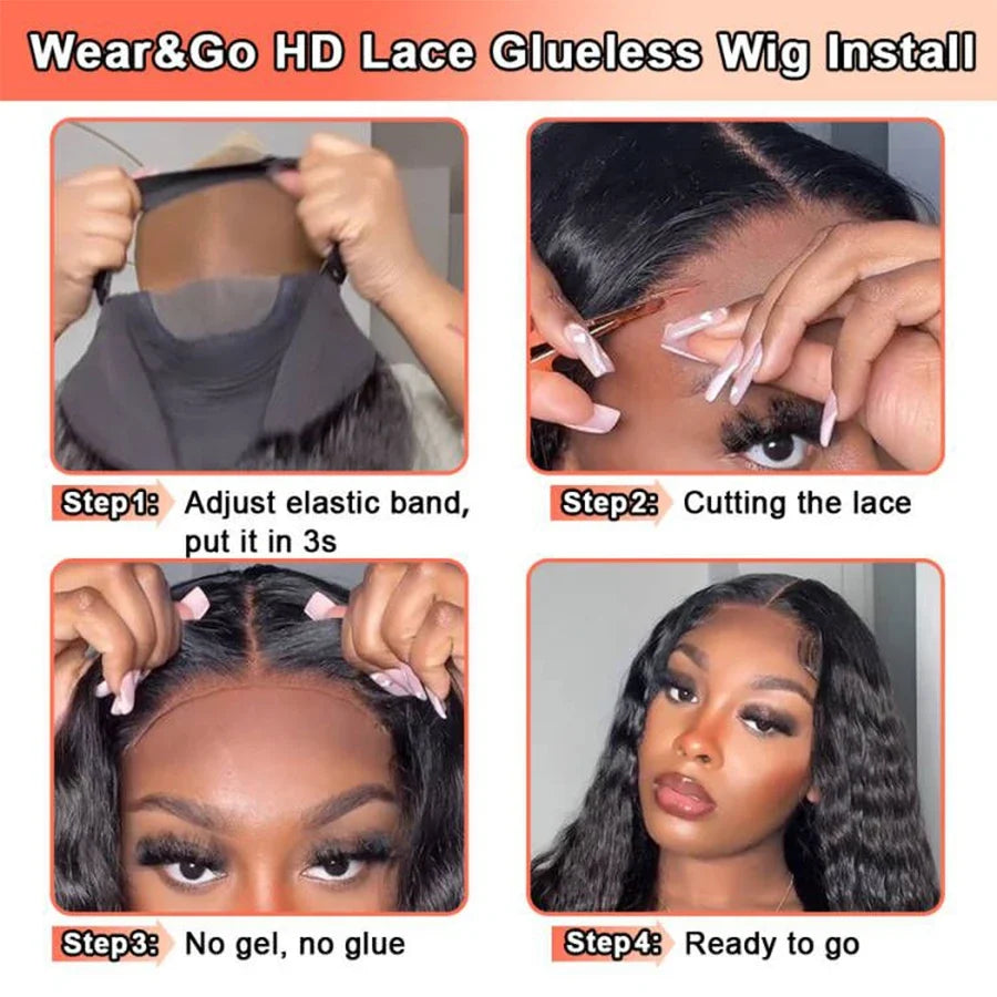 250% Glueless 13x6 HD Lace Frontal Human Hair Wigs Wear&Go Preplucked 5x5 HD Lace Closure Wig For Black Women Loose Deep Wave