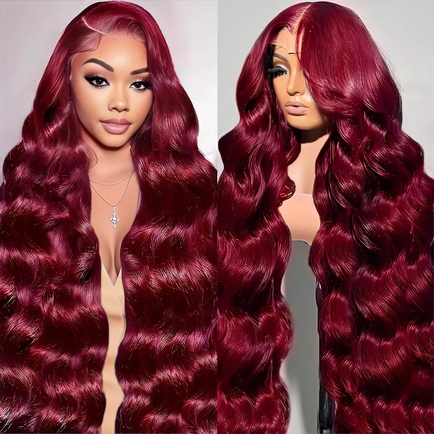 250 Density Burgundy 13x4 HD Lace Frontal Body Wave Wig for Women 99J Colored for Daily Party Use