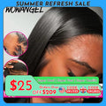 WowAngel 250% Upgraded 13x6 HD Lace Full Frontal Wigs Glueless Straight Human Hair Wigs Pre Plucked Natural Scalp Brazilian Hair