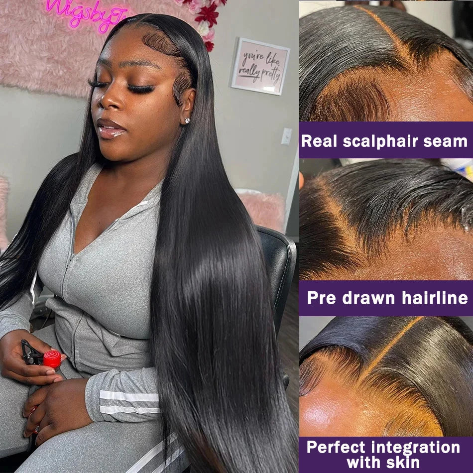 HD Lace Front Wigs 30 38 Inch Straight 13x4 13x6 Transparent Lace Frontal Human Hair Wigs Pre Plucked HD Lace Wigs For Women
