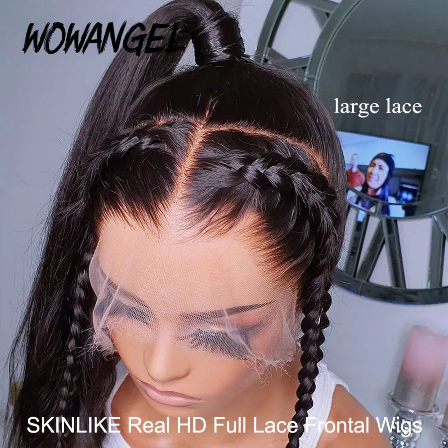 13x6 HD Full Lace Frontal Wigs 250% Invisible HD Lace Front Human Hair Wigs  Straight Melt Skins Pre Plucked Brazilian Hair Wig